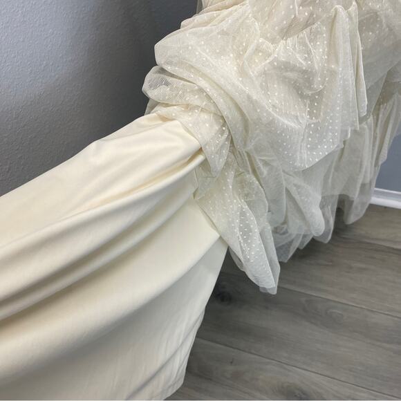 Mac Duggal Embroidered Bodice Cap Sleeve Ruffle Tiered Gown - Picture 11 of 16